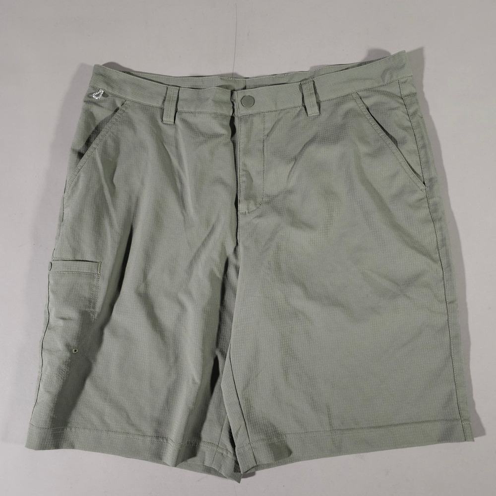 Columbia PFG Shorts Mens 36 Sage Green Blood and Guts Fishing Ripstop FM0276